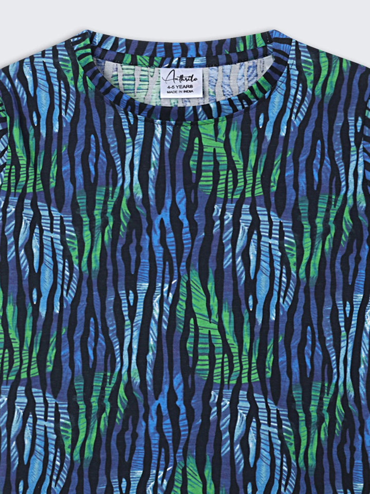 Tropical Stripe Short Sleeve T-Shirt - Blue