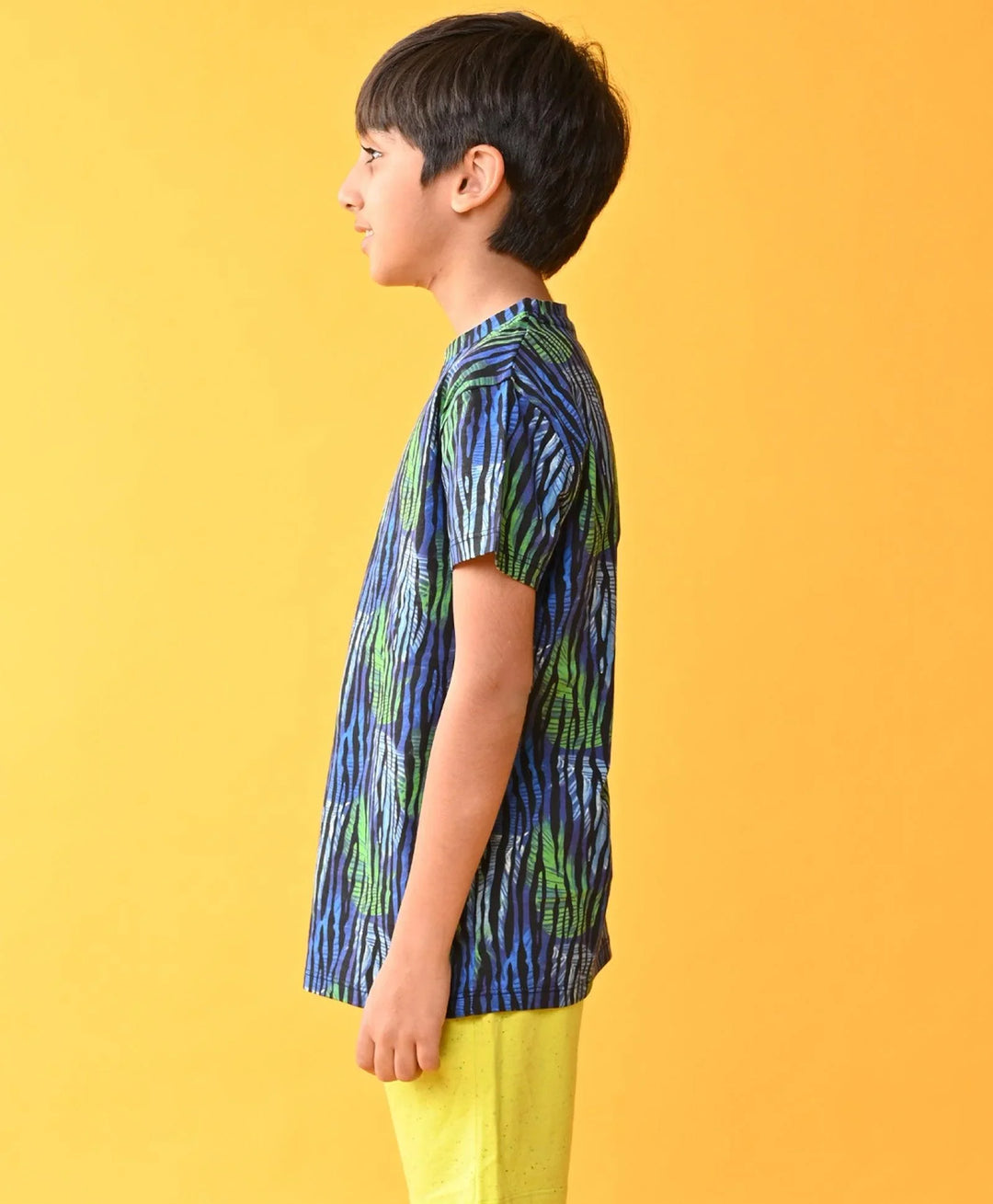 Tropical Stripe Short Sleeve T-Shirt - Blue