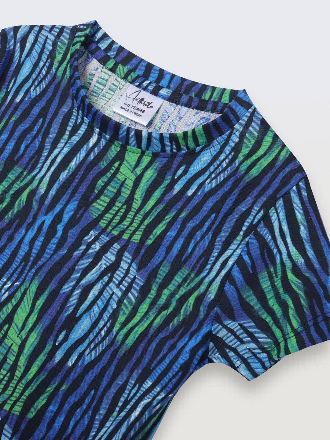 Tropical Stripe Short Sleeve T-Shirt - Blue