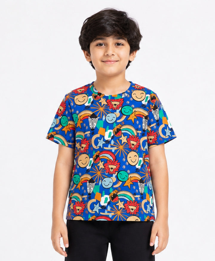 Animal Blue Boys Short Sleeve T-Shirt - Blue - Anthrilo 