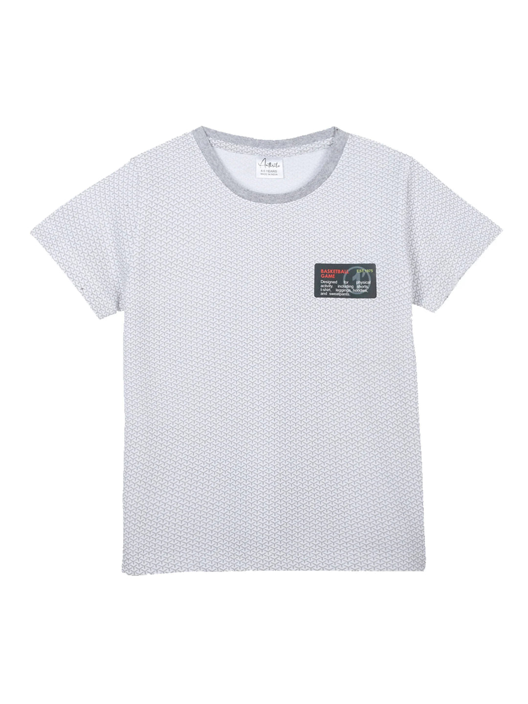 BASKETBALL GAME SHORT SLEEVE BOYS T-SHIRT - WHITE - Anthrilo 