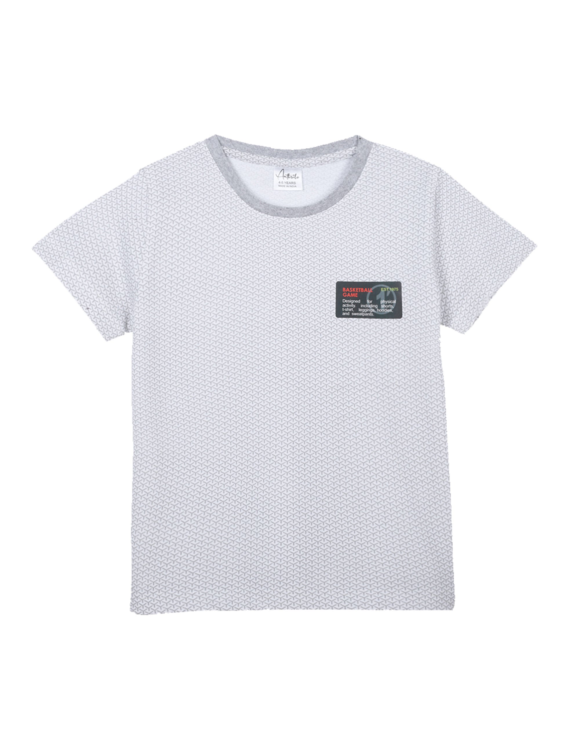 BASKETBALL GAME SHORT SLEEVE BOYS T-SHIRT - WHITE - Anthrilo 