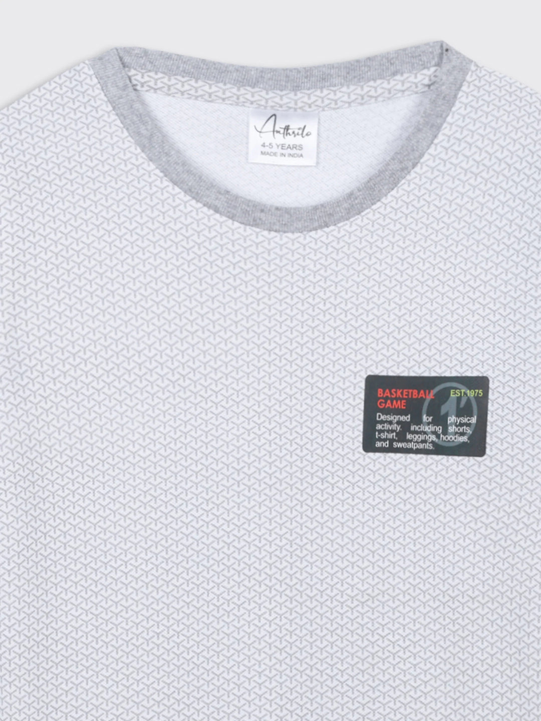 BASKETBALL GAME SHORT SLEEVE BOYS T-SHIRT - WHITE - Anthrilo 
