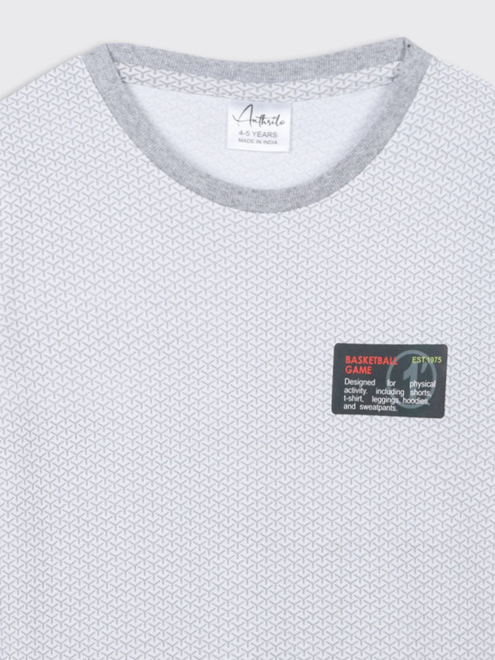 BASKETBALL GAME SHORT SLEEVE BOYS T-SHIRT - WHITE - Anthrilo 
