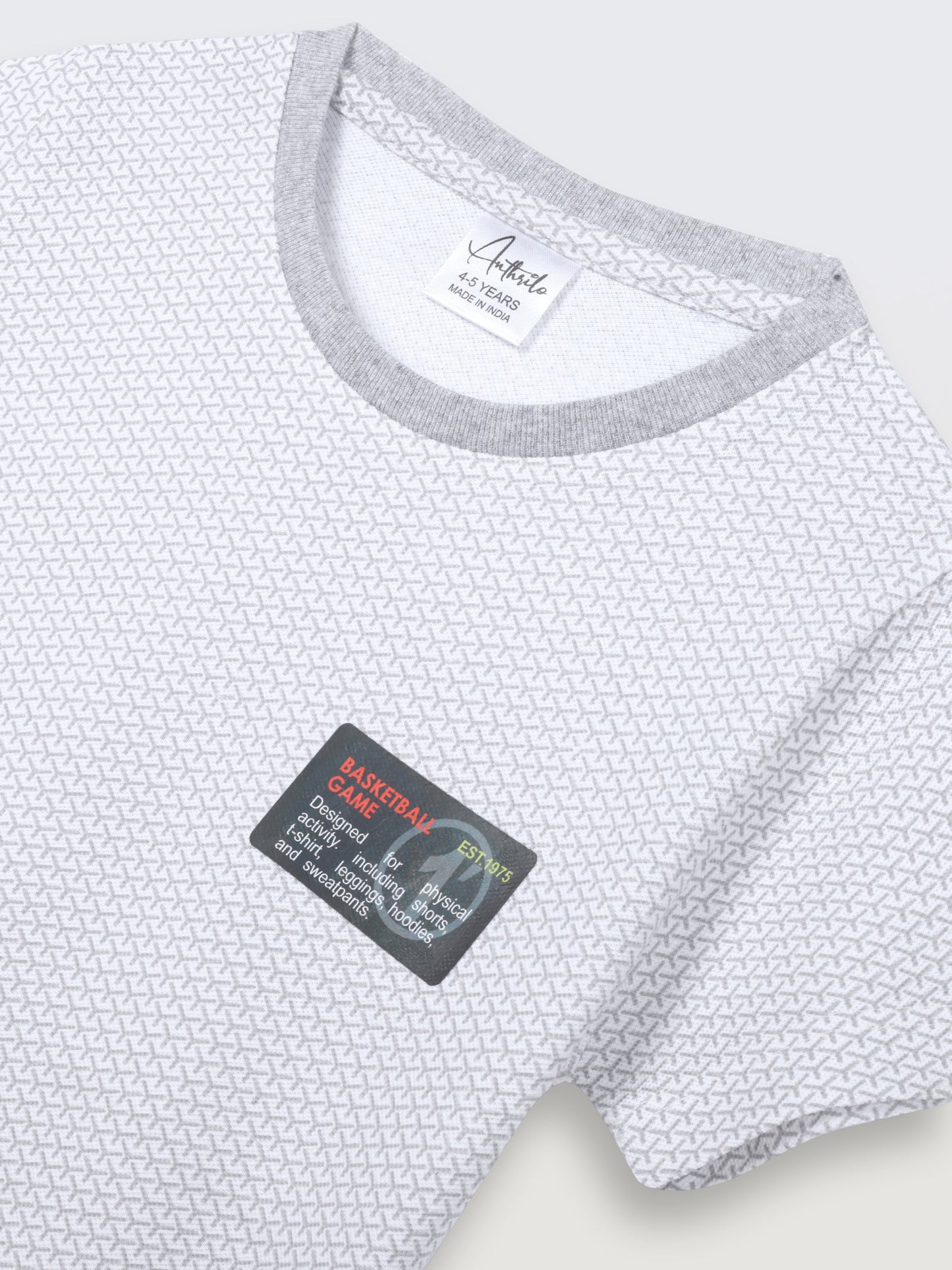 BASKETBALL GAME SHORT SLEEVE BOYS T-SHIRT - WHITE - Anthrilo 