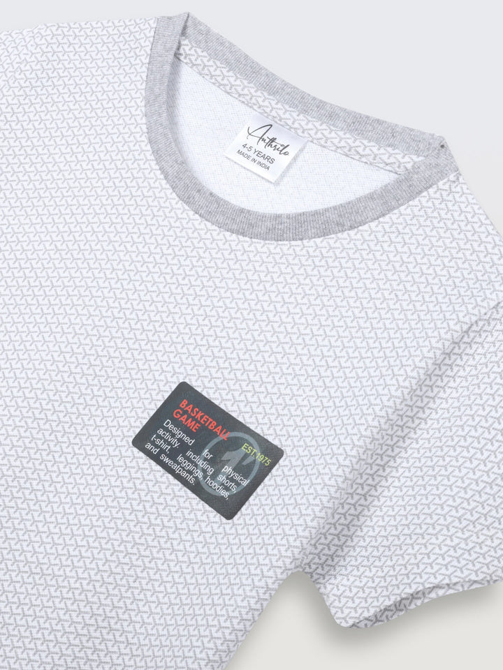 BASKETBALL GAME SHORT SLEEVE BOYS T-SHIRT - WHITE - Anthrilo 