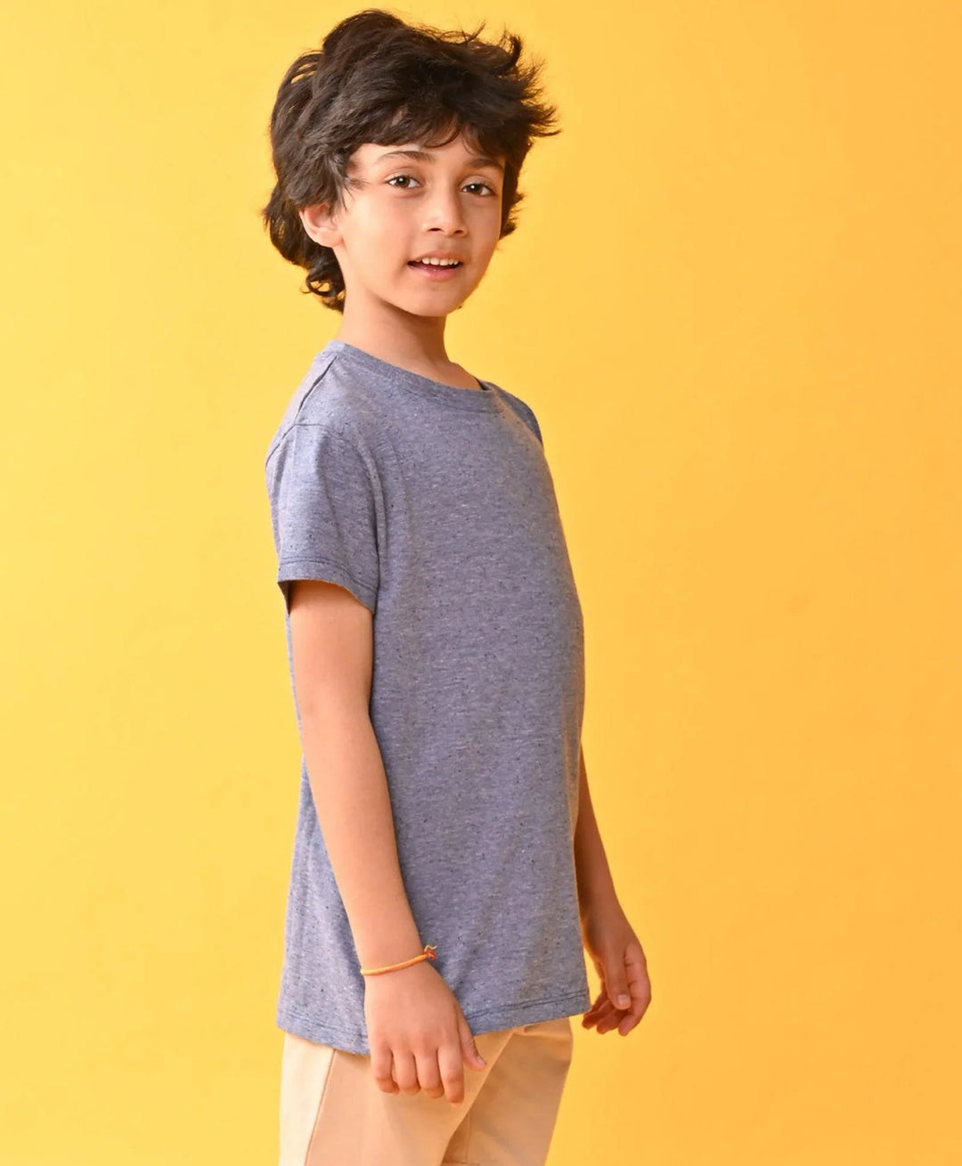 GET READY BLUE MELANGE SHORT SLEEVE BOYS T-SHIRT - BLUE - Anthrilo 