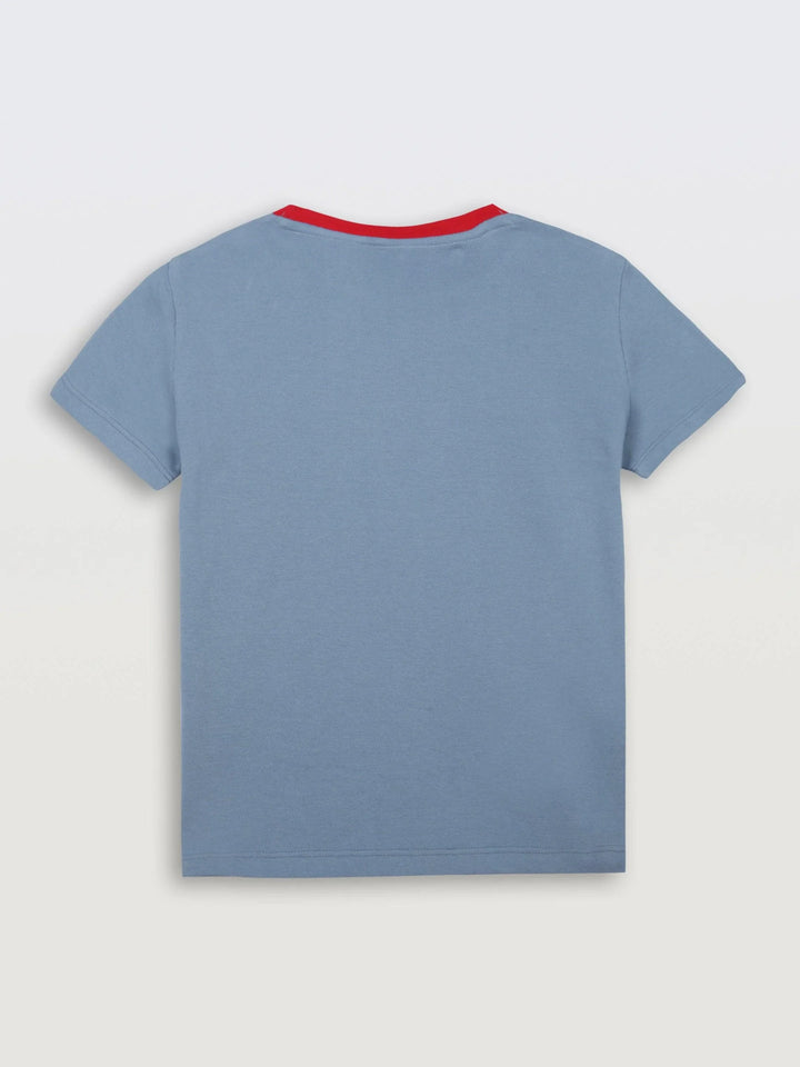 Hawaii Aloha Blue Red Rib Short Sleeve Boys T-Shirt - Blue