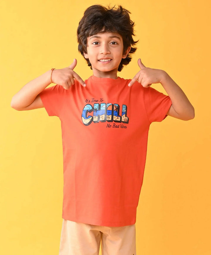 Its Time To Chill Short Sleeve Boys T-Shirt - Orange