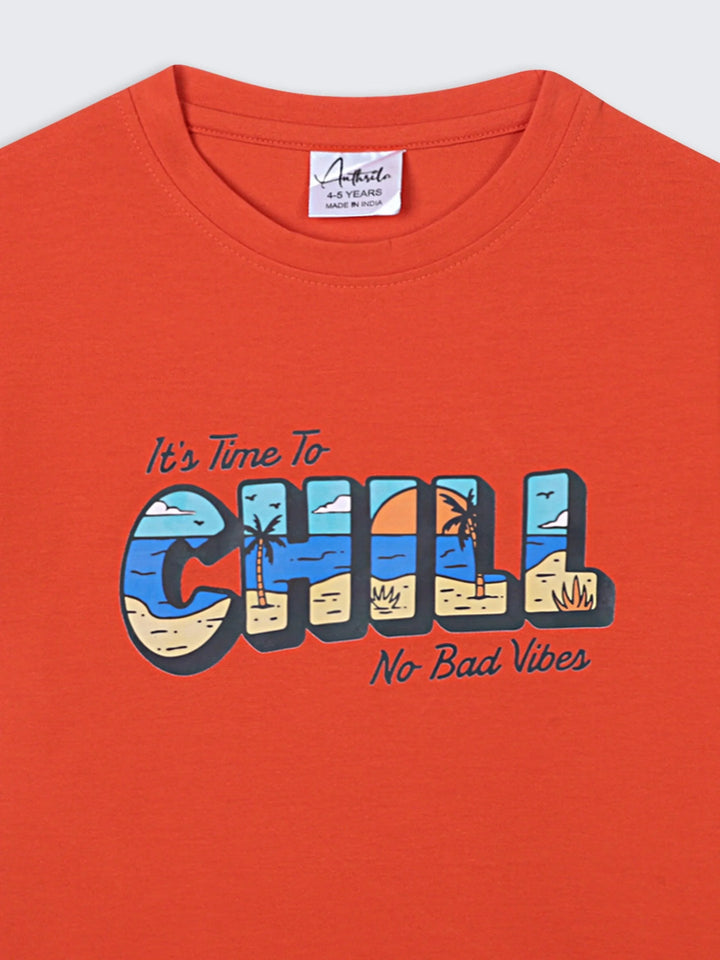 Its Time To Chill Short Sleeve Boys T-Shirt - Orange