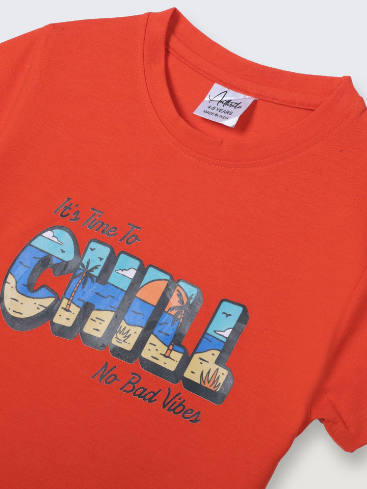 Its Time To Chill Short Sleeve Boys T-Shirt - Orange