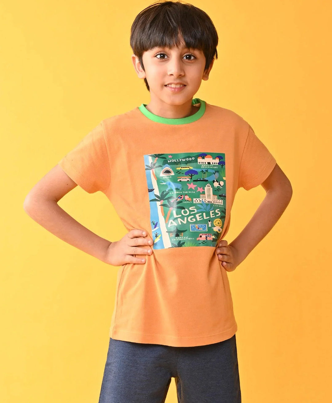 LOS ANGELS MUSTARD SHORT SLEEVE BOYS T-SHIRT - MUSTARD - Anthrilo 