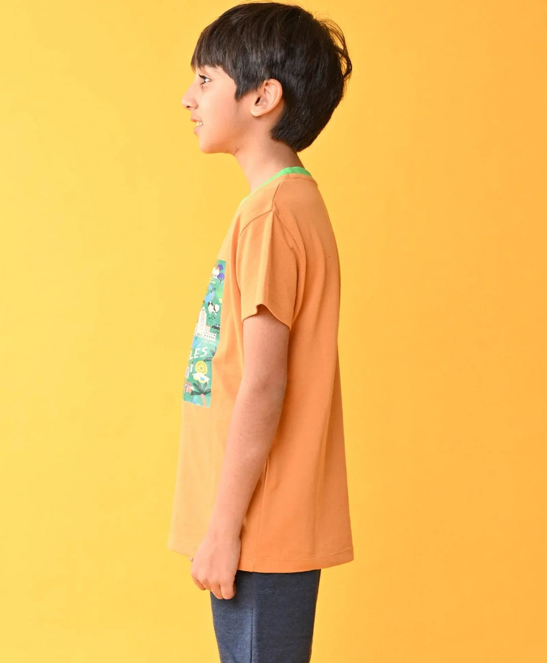 LOS ANGELS MUSTARD SHORT SLEEVE BOYS T-SHIRT - MUSTARD - Anthrilo 