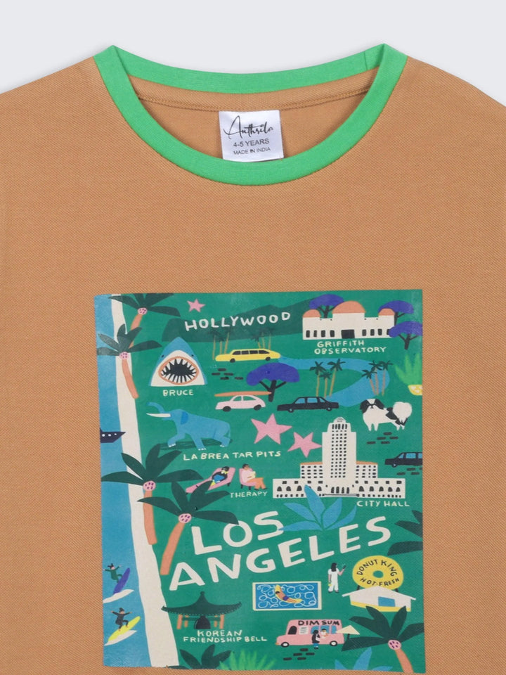 LOS ANGELS MUSTARD SHORT SLEEVE BOYS T-SHIRT - MUSTARD - Anthrilo 