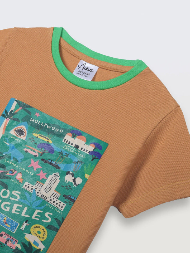 LOS ANGELS MUSTARD SHORT SLEEVE BOYS T-SHIRT - MUSTARD - Anthrilo 
