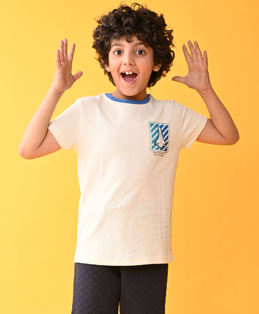 NATIONAL AERO SHORT SLEEVE BOYS T-SHIRT - OFF WHITE