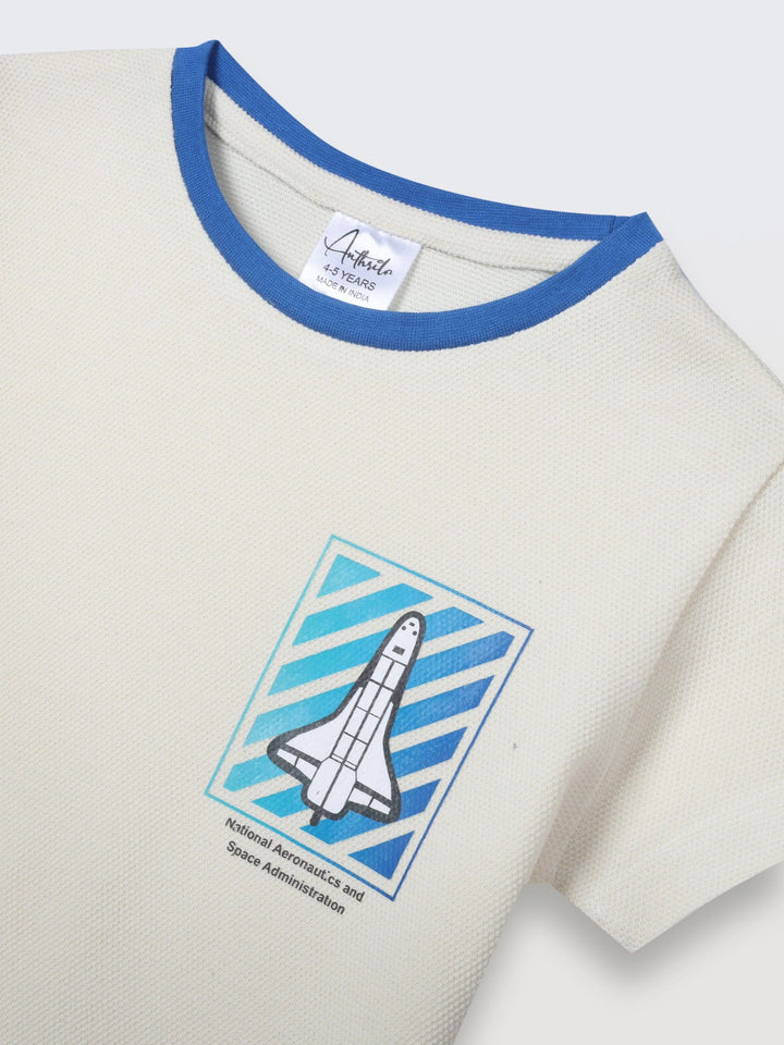 National Aero Short Sleeve Boys T-Shirt - Off White