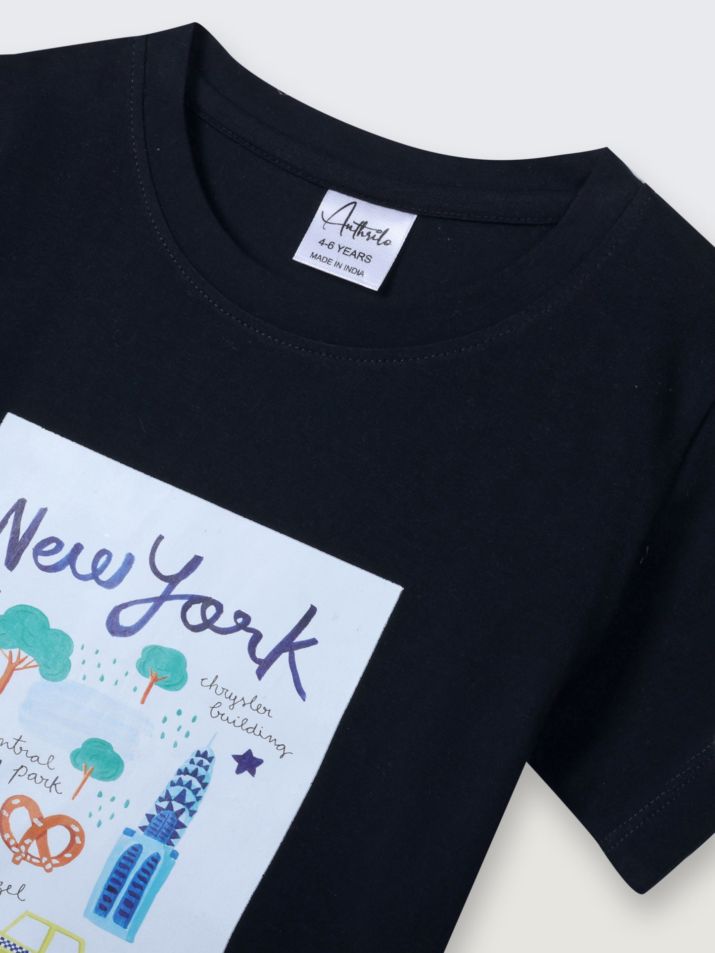 NEWYORK BLACK SHORT SLEEVE BOYS T-SHIRT - BLACK