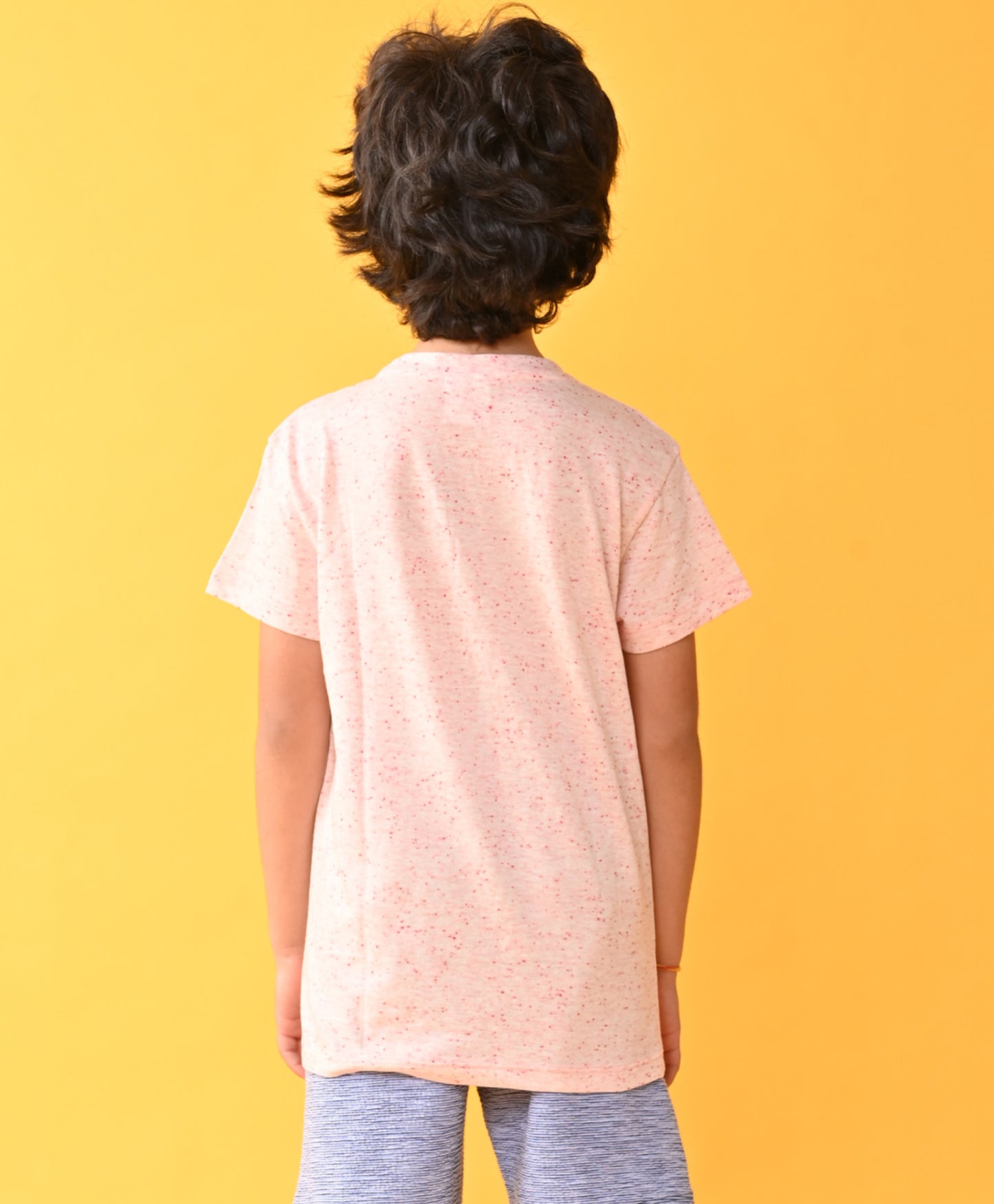 SEA OCEAN MELANGE SHORT SLEEVE BOYS T-SHIRT - PINK