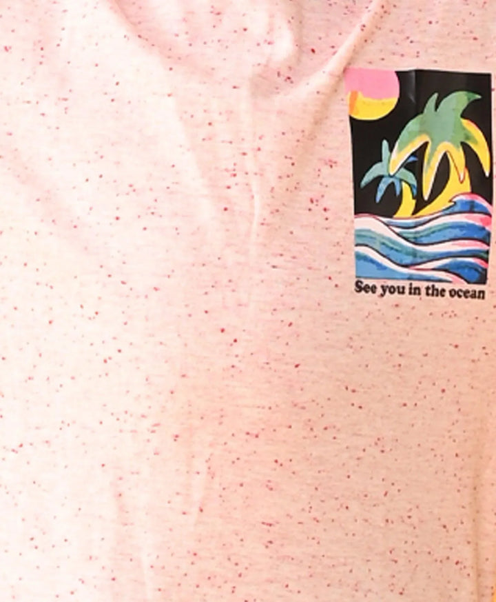 SEA OCEAN MELANGE SHORT SLEEVE BOYS T-SHIRT - PINK - Anthrilo 