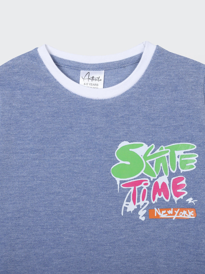 SKATE TIME BLUE SHORT SLEEVE BOYS T-SHIRT - BLUE - Anthrilo 