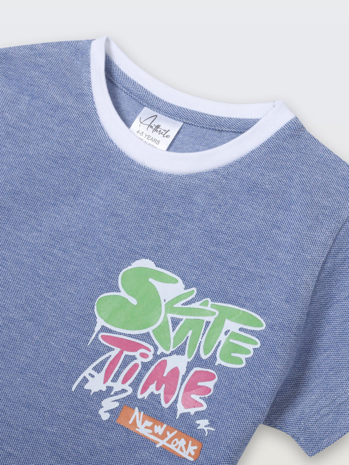 SKATE TIME BLUE SHORT SLEEVE BOYS T-SHIRT - BLUE - Anthrilo 