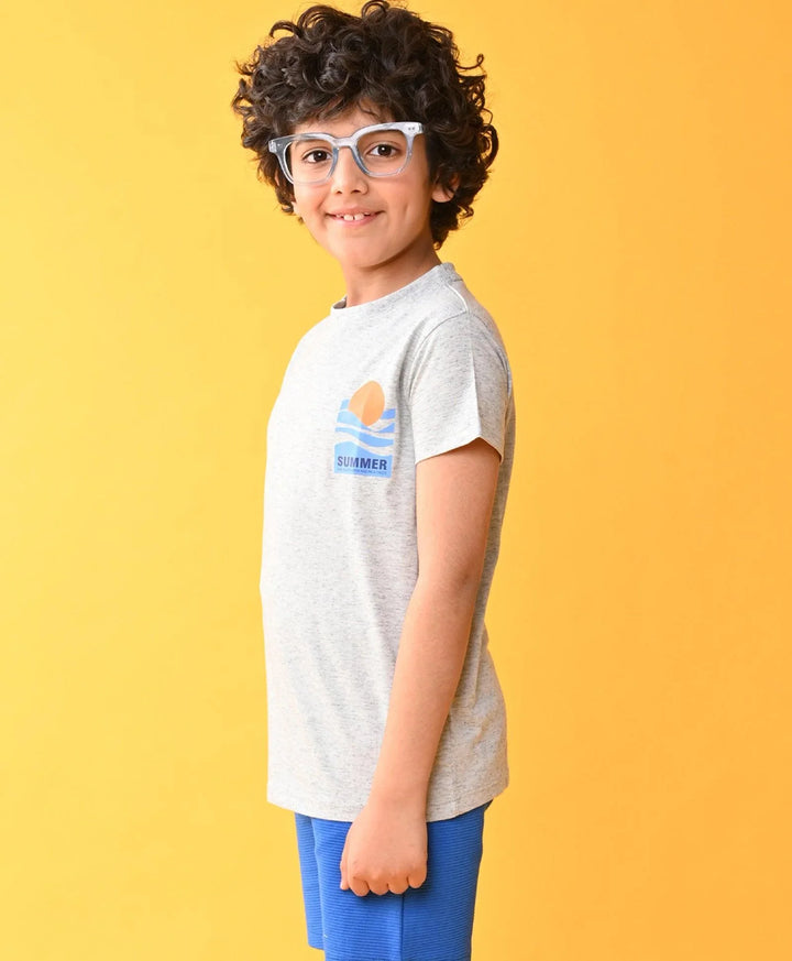 SUN SKY MELANGE SHORT SLEEVE BOYS T-SHIRT - SKY - Anthrilo 