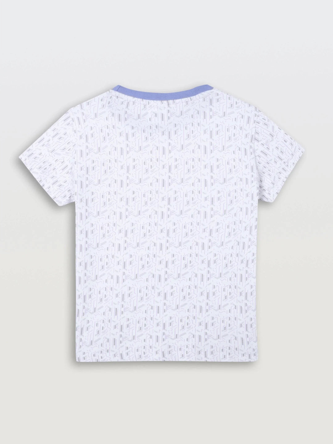 White Zig Zag Blue Rib Short Sleeve Boys T-Shirt - White