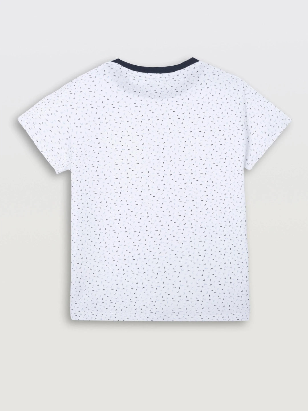 WHITE DOTTED NAVY RIB SHORT SLEEVE BOYS T-SHIRT - WHITE - Anthrilo 