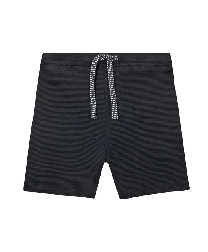 BLACK TEXTURE STRIPE BOYS SHORTS - BLACK - Anthrilo 