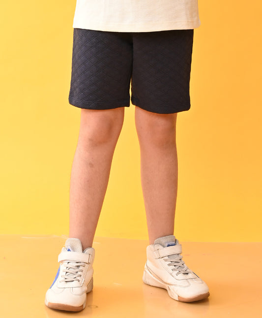 DAIMOND QUILTED NAVY BOYS SHORTS - NAVY