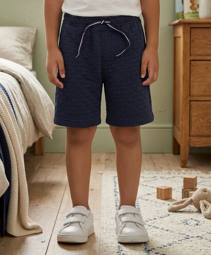 DAIMOND QUILTED NAVY BOYS SHORTS - NAVY - Anthrilo 