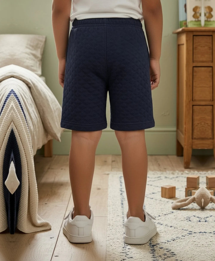 DAIMOND QUILTED NAVY BOYS SHORTS - NAVY - Anthrilo 