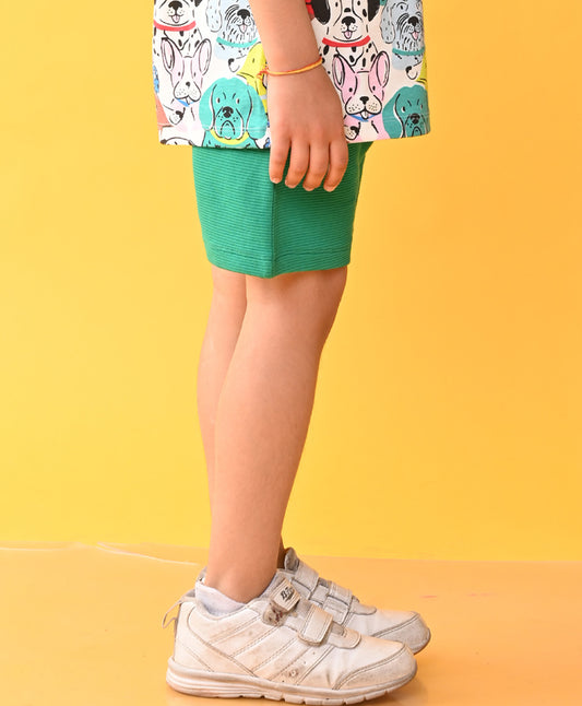 GREEN TEXTURE STRIPE BOYS SHORTS - GREEN