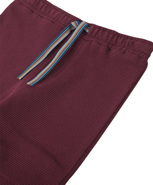 MEHROON TEXTURE STRIPE BOYS SHORTS - MEHROON