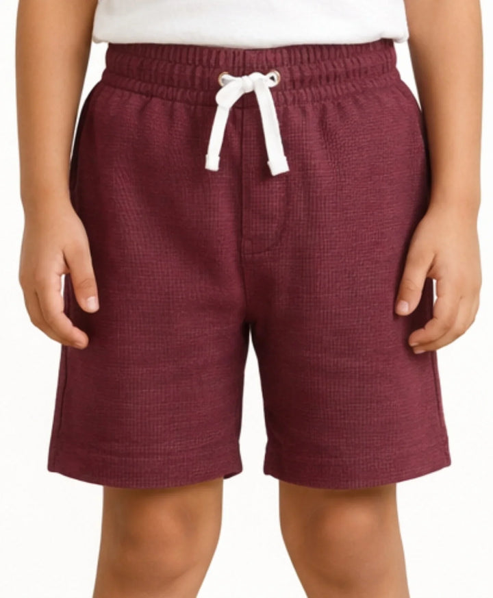 MEHROON TEXTURE STRIPE BOYS SHORTS - MEHROON - Anthrilo 