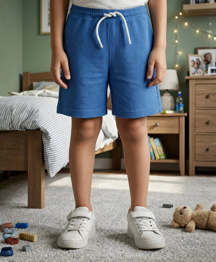 ROYAL TEXTURE STRIPE BOYS SHORTS - BLUE - Anthrilo 