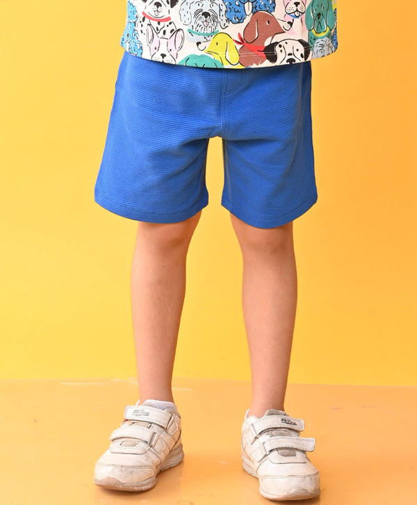 ROYAL TEXTURE STRIPE BOYS SHORTS - BLUE