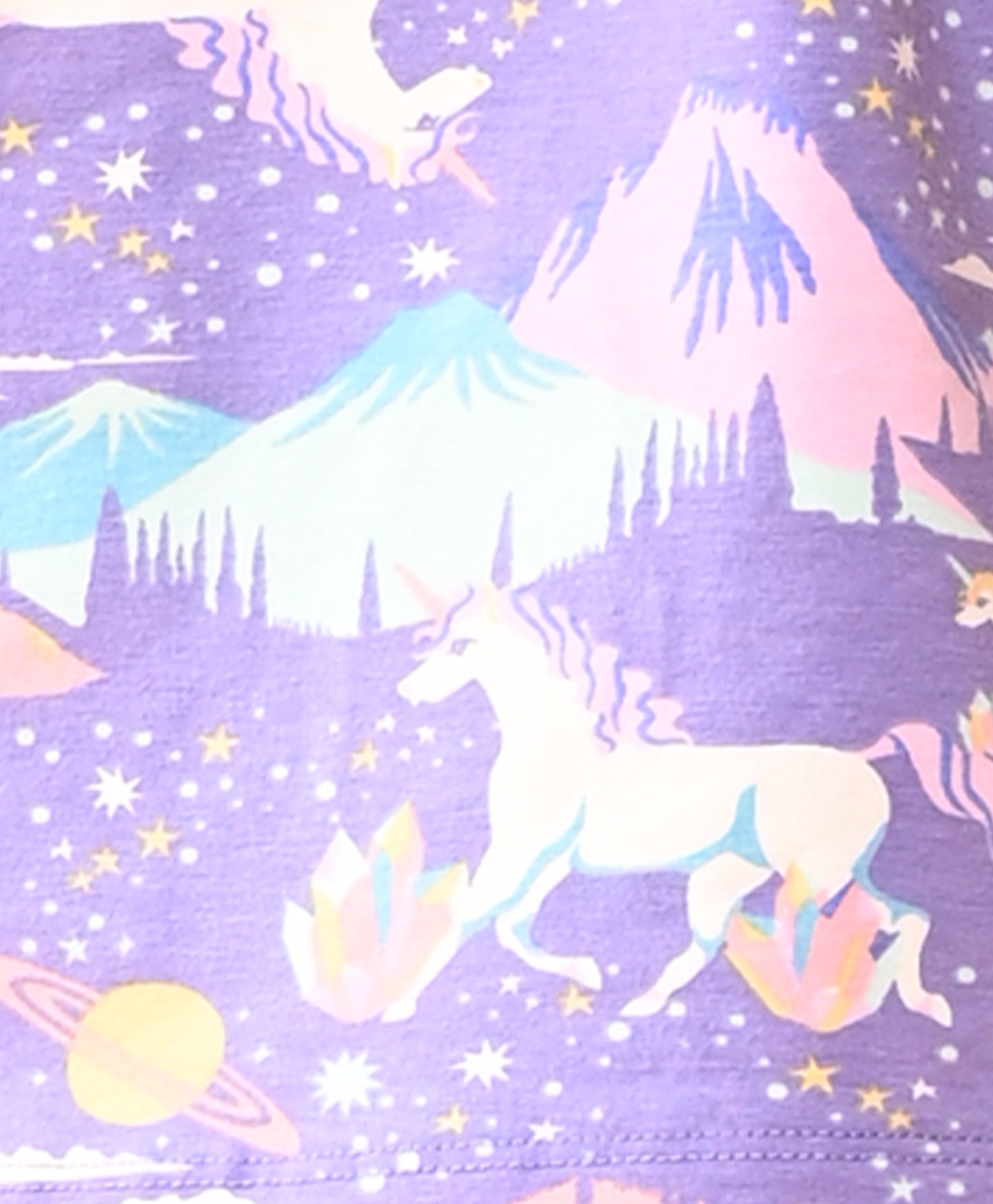 SUMMER UNICORN PLANET GIRLS SHORTS SLEEVE T-SHIRT - PURPLE