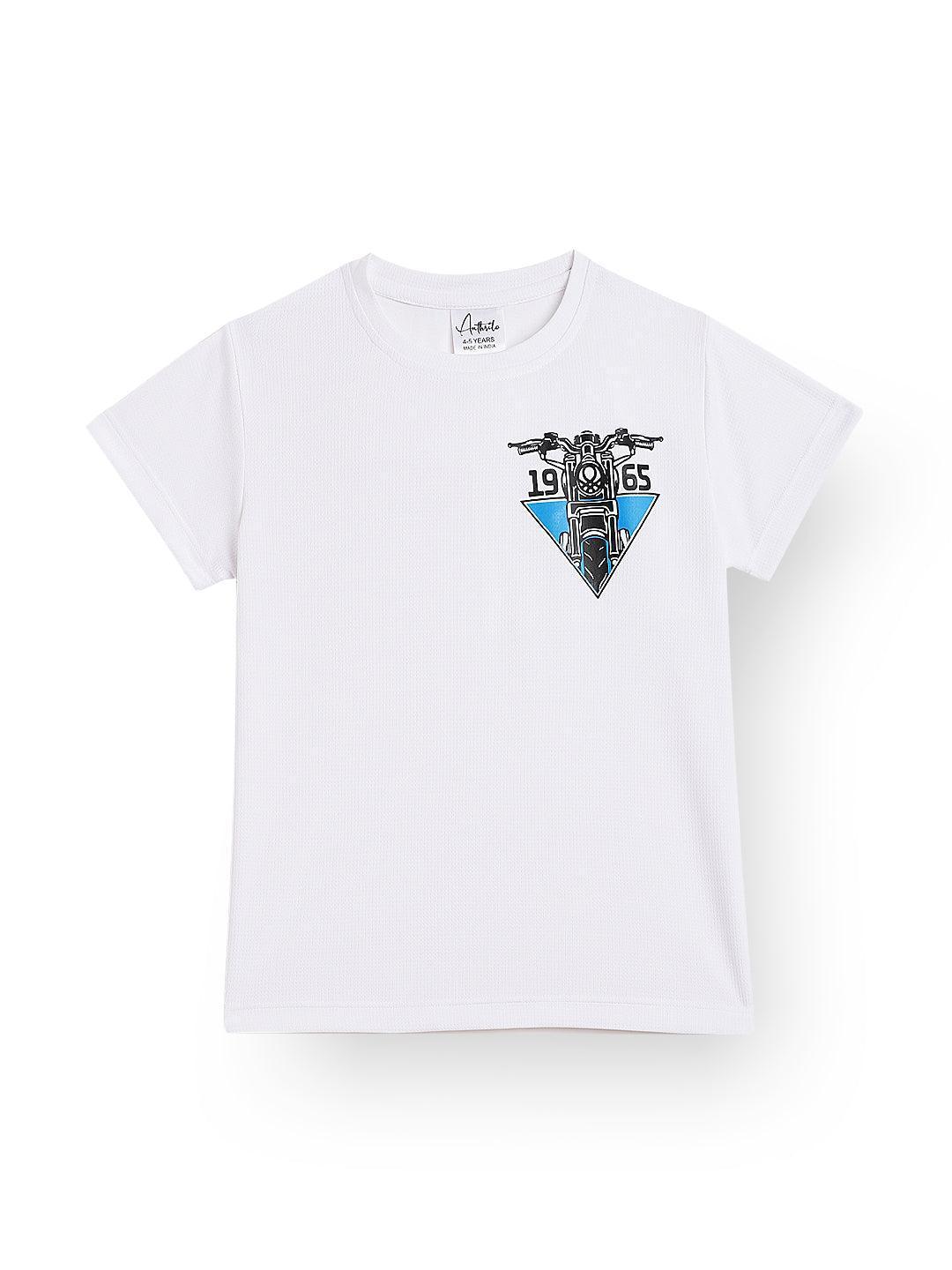 1965 BIKER SPORTY SHORT SLEEVE T-SHIRT - WHITE - Anthrilo 