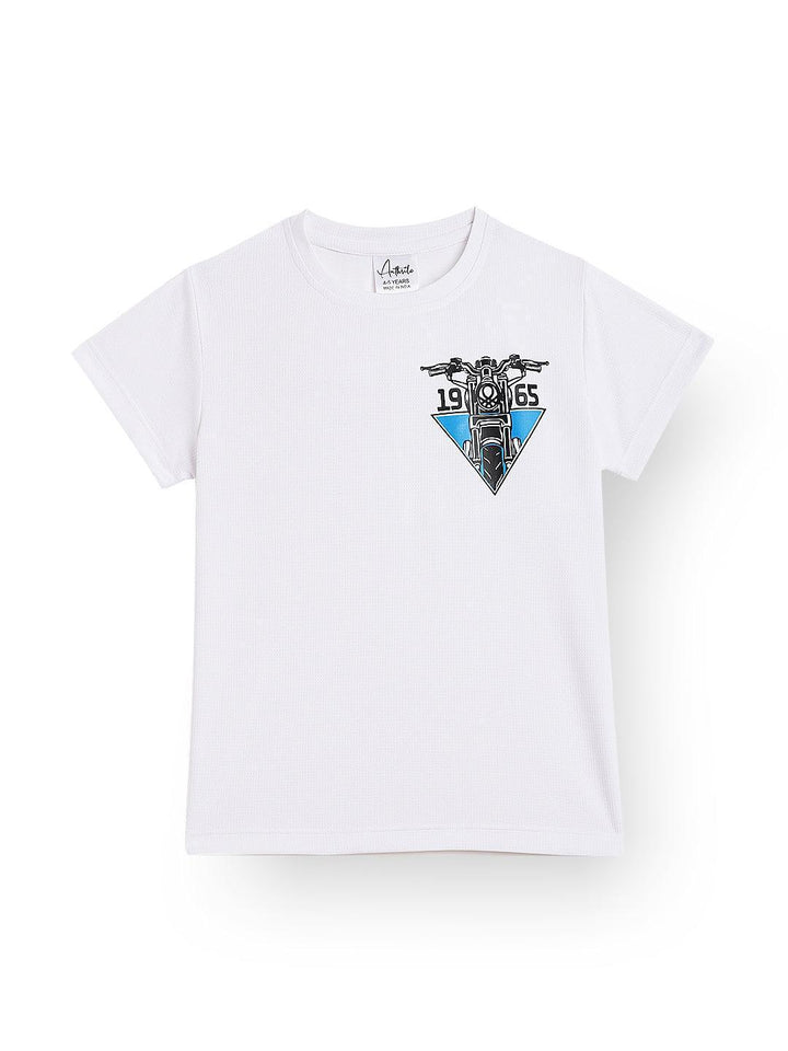 1965 BIKER SPORTY SHORT SLEEVE T-SHIRT - WHITE - Anthrilo 