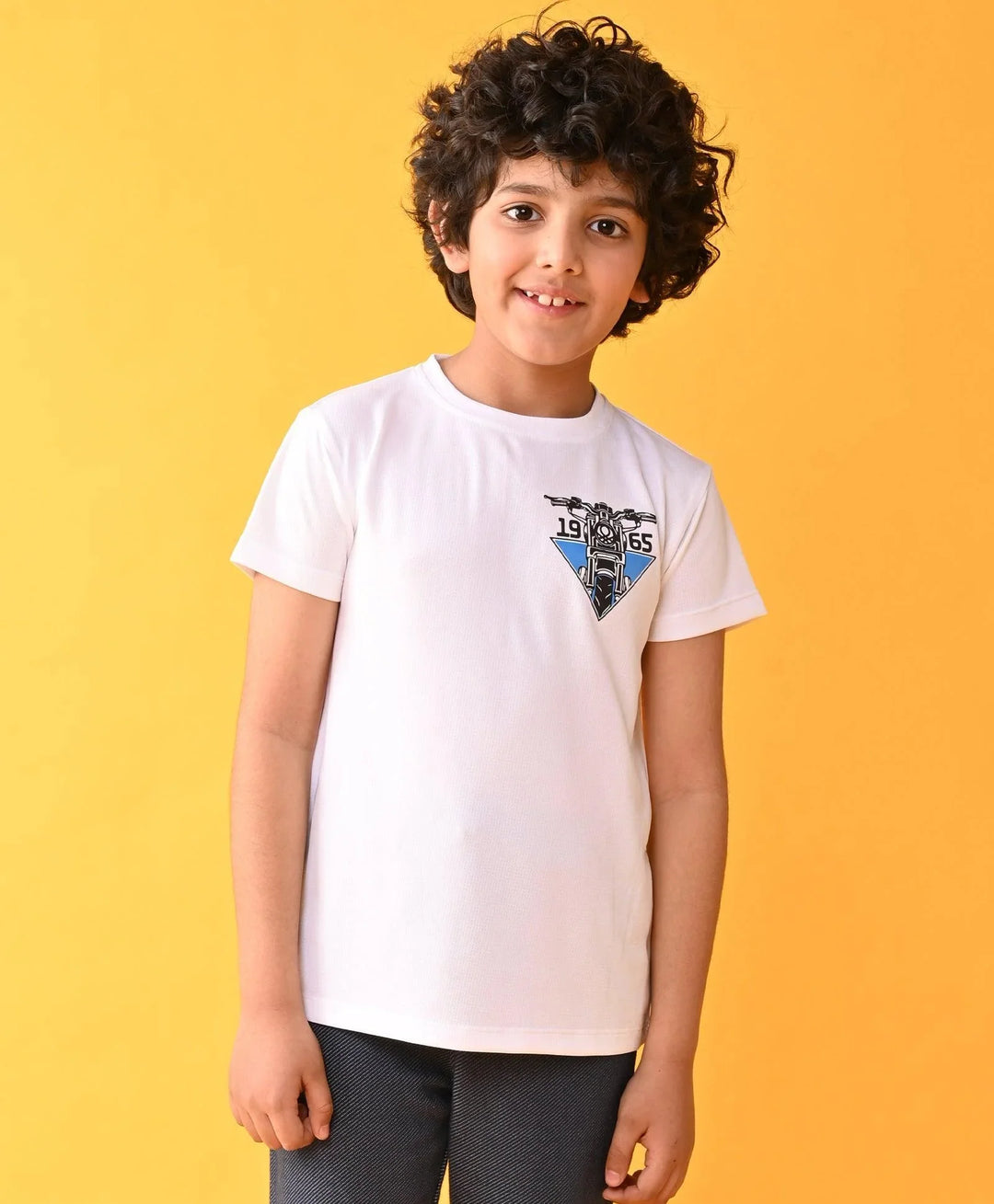 1965 BIKER SPORTY SHORT SLEEVE T-SHIRT - WHITE - Anthrilo 