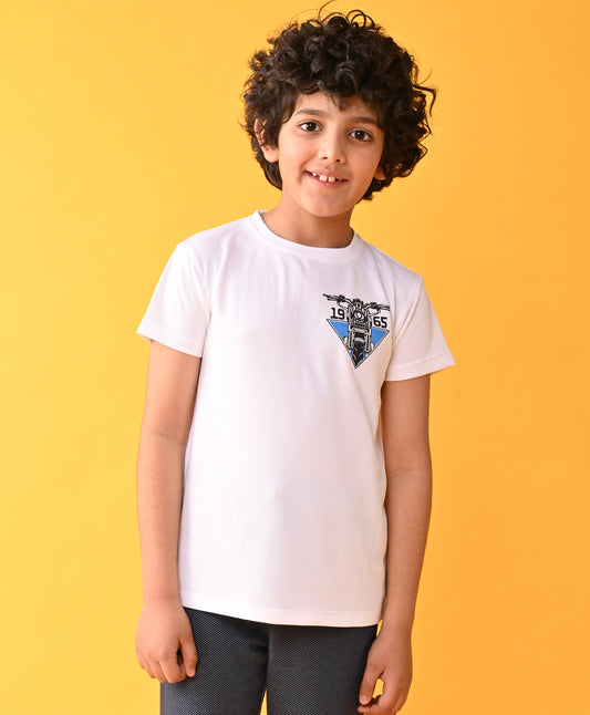 1965 BIKER SPORTY SHORT SLEEVE T-SHIRT - WHITE
