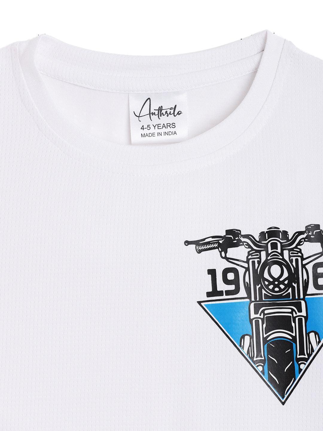 1965 BIKER SPORTY SHORT SLEEVE T-SHIRT - WHITE - Anthrilo 