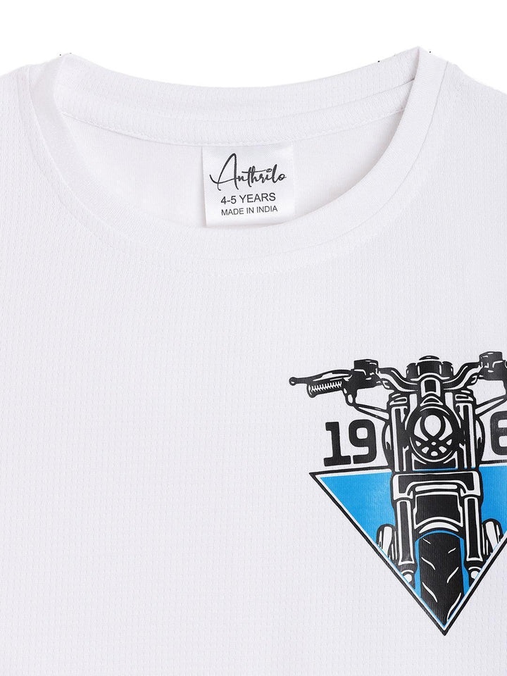 1965 BIKER SPORTY SHORT SLEEVE T-SHIRT - WHITE - Anthrilo 