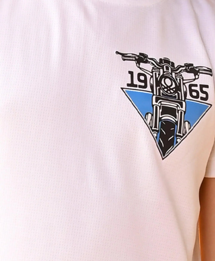 1965 BIKER SPORTY SHORT SLEEVE T-SHIRT - WHITE - Anthrilo 