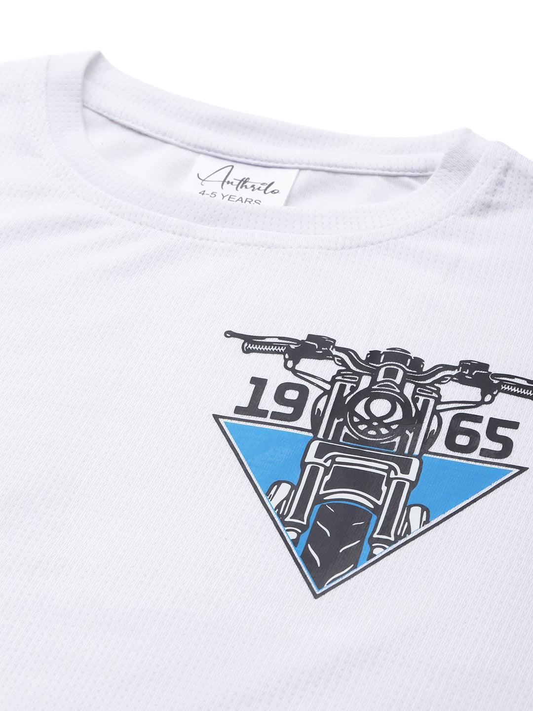 1965 BIKER SPORTY SHORT SLEEVE T-SHIRT - WHITE - Anthrilo 