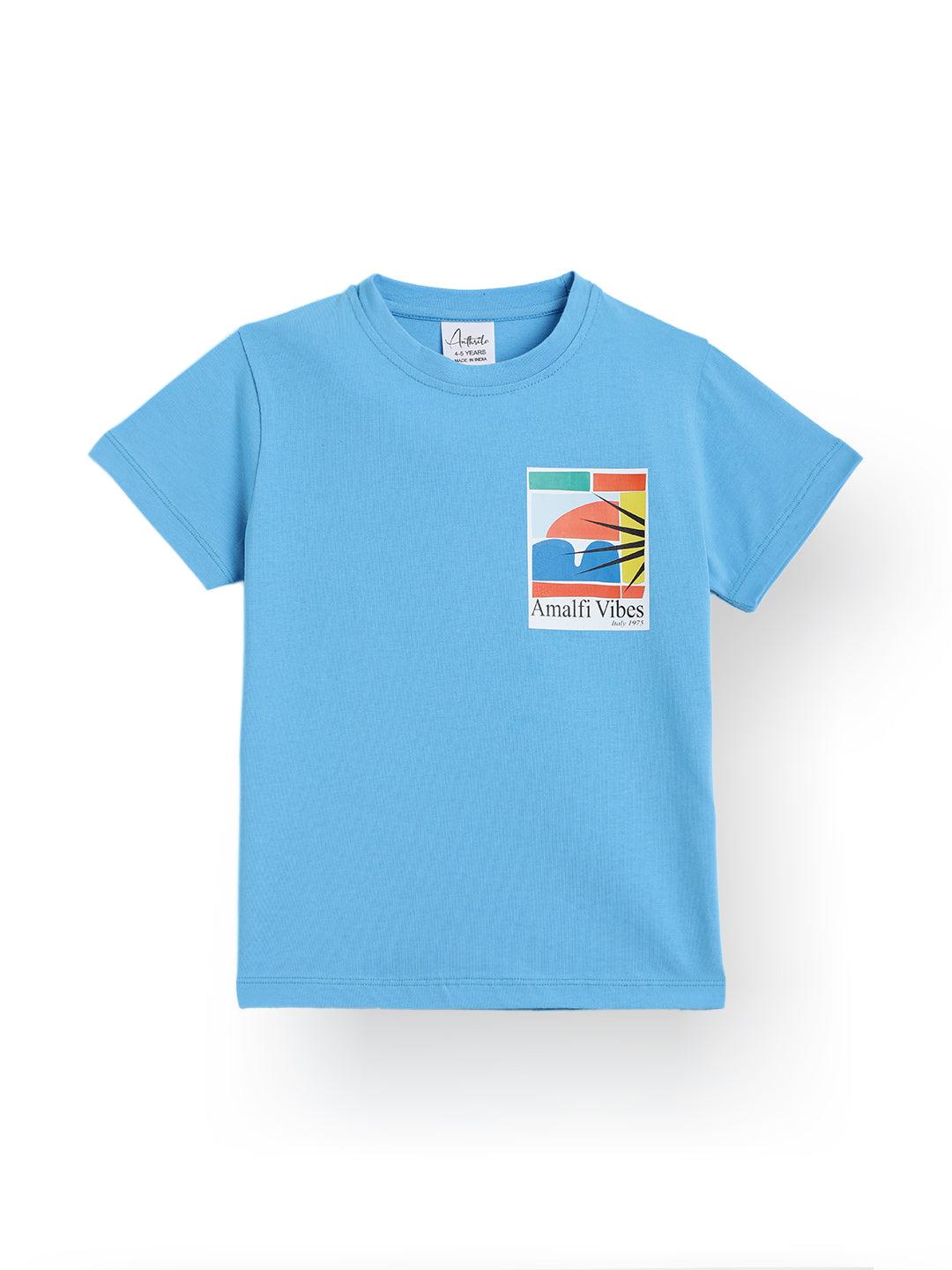 AMALFI VIBES BLUE SHORT SLEEVES T-SHIRT - BLUE