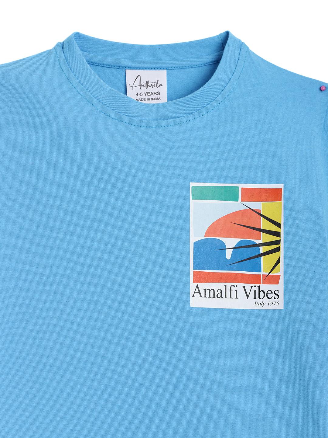AMALFI VIBES BLUE SHORT SLEEVES T-SHIRT - BLUE