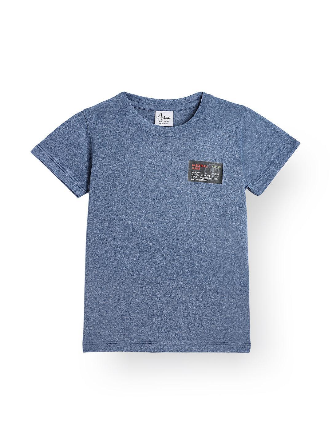 BASKETBALL BLUE MELANGE SPORTY T-SHIRT - BLUE - Anthrilo 